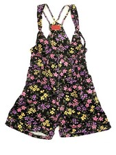 Vintage 90s Y2K Overalls Floral Allover Print Shorts Boho Grunge Retro S 3 / 4