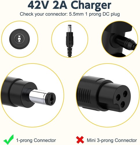 42V 2A Charger for 36V Battery Gotrax Model XR Electric Scooter - Picture 3 of 10