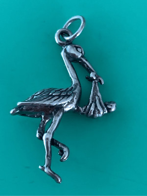 Stork Sterling Silver Jewelry Charm #bird #baby