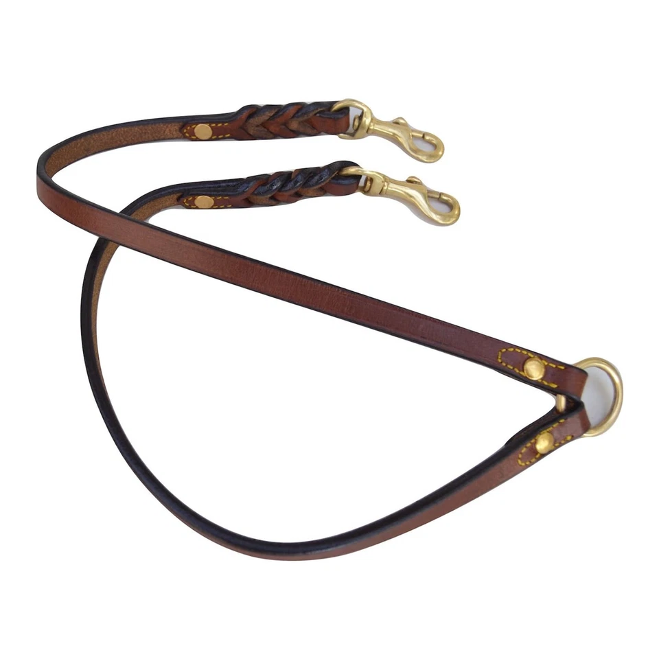 Double Dog Leash Heavy Duty Genuine Leather Braided Coupler Leash for 2 Dogs - Image 3 of 4