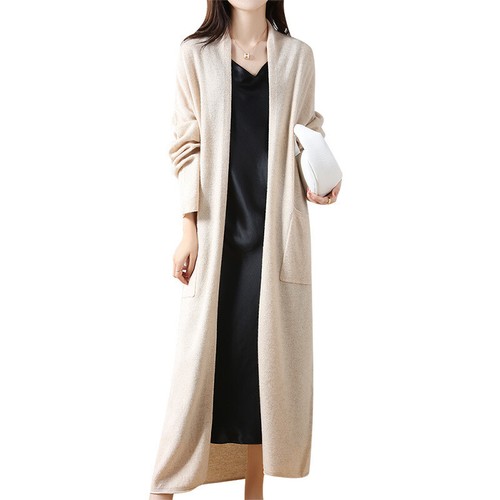 Super Long Cardigan Pullover Mantel 100% Wolle Strick Damen Langarm Outwear Gr. - Bild 5 von 33