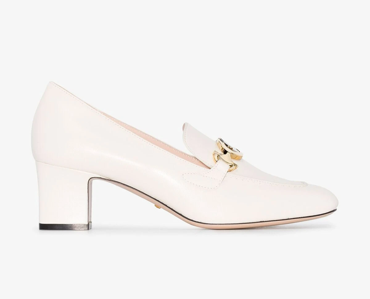 New GUCCI White Zumi 55 Leather Loafers Pumps Eur 38.5 US 8.5 eBay
