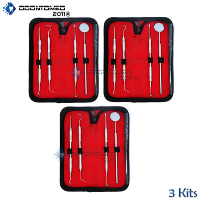 KIT PROFESSIONALE Orale Dentale Scaler SONDA Set Specchio