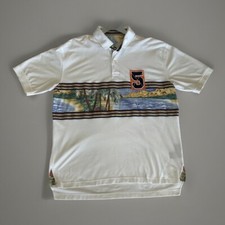 Vintage 2002 Tommy Hilfiger 5 Beach Surf Palm Tree Polo Shirt Size XXL