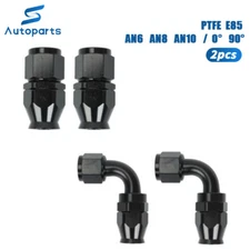 2X 6/8/10AN 90 Degree PTFE Teflon Swivel Hose End Fitting Adapter For Fuel Line