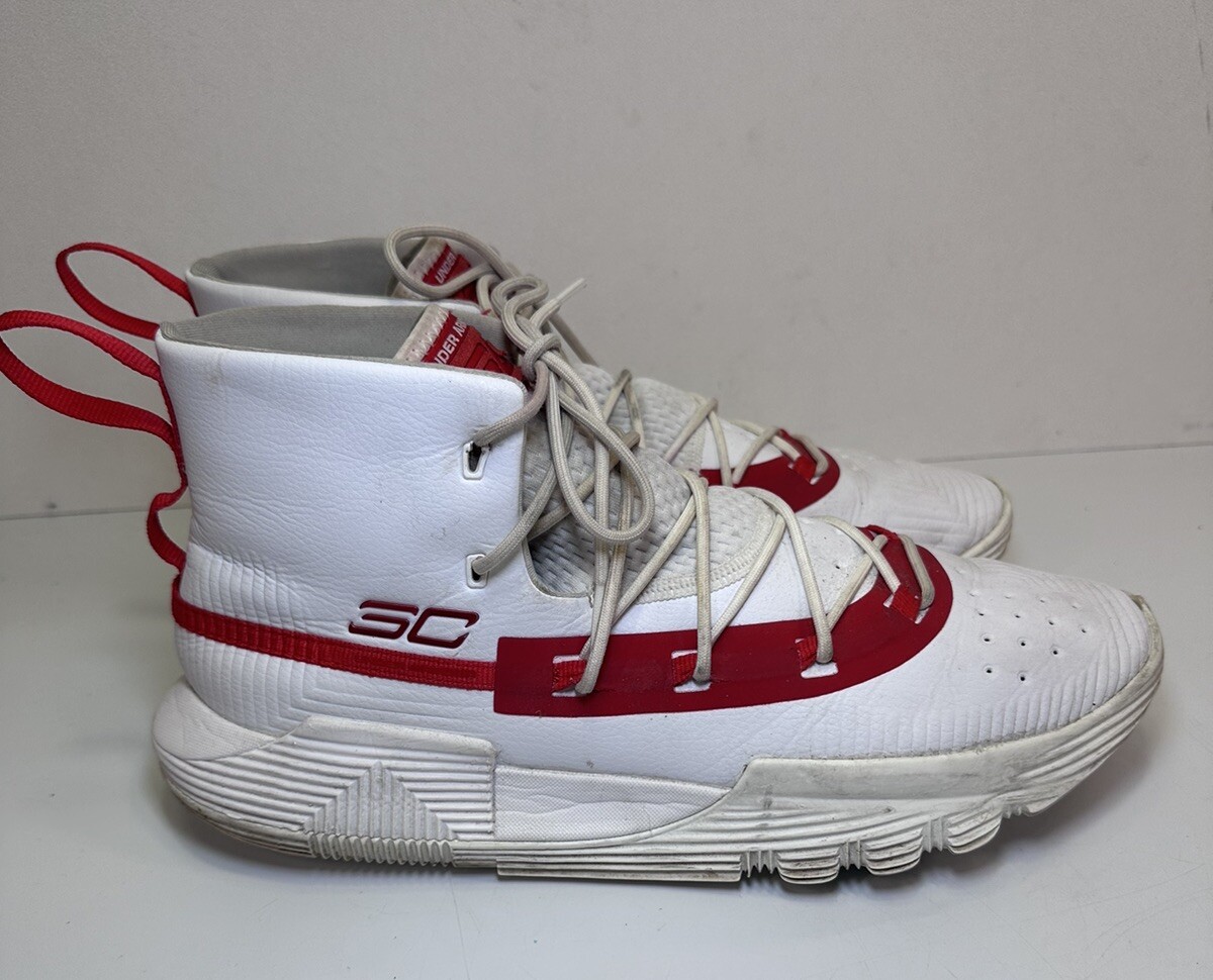 Under Armour Mens SC 3 Zero II White Red Basketball Shoes  display picture 1