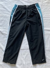 Women s Y2K Nike Track Capri Pants Black w/ Blue White stripe Size Medium