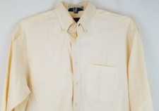 Tommy Hilfiger Mens Shirt Gold Crest Yellow Gingham LS Cotton 16.5 34 Button dwn