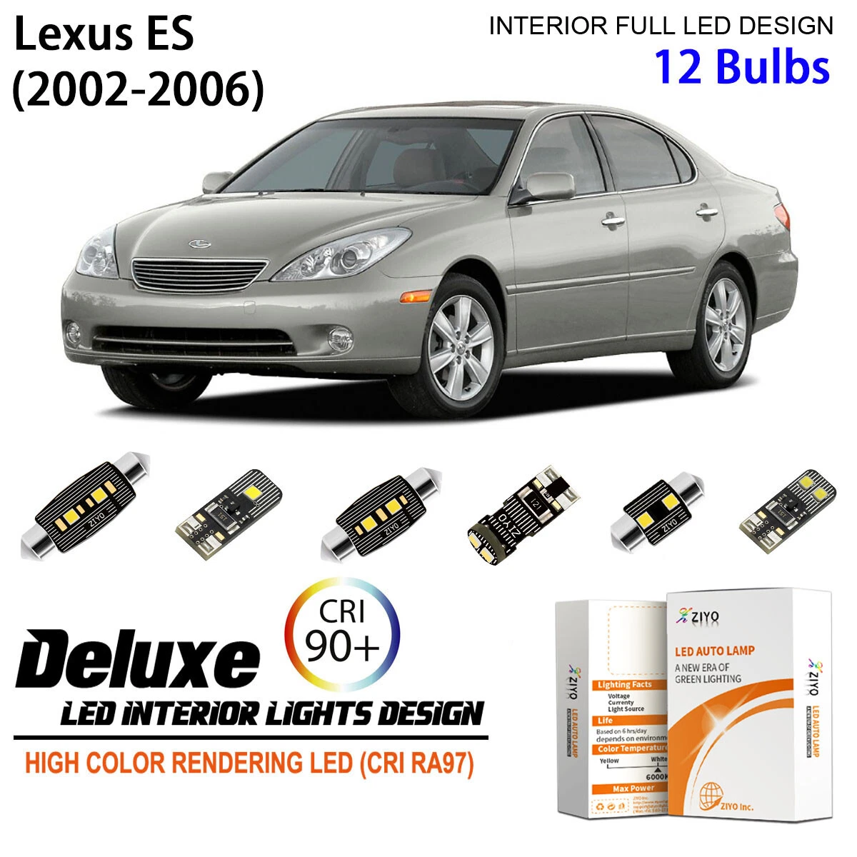 LED Interior Light Kit White Dome Light Bulbs for 2002 2006 Lexus ES300 ES330
