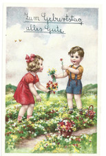 alte Ak Ansichtskarte KINDER MIT BLUMEN