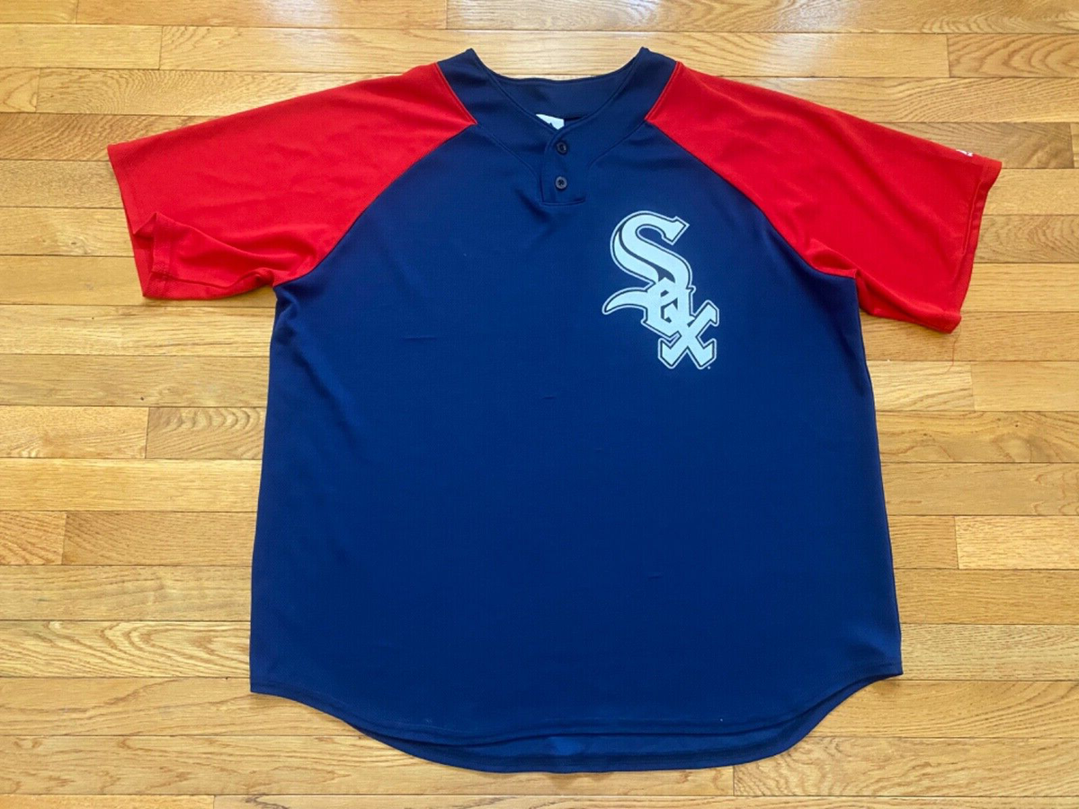 Mens sz XXL Chicago White Sox Majestic blue red jersey Button VTG