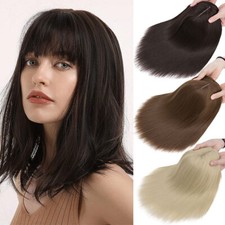 Long/Short Topper Hair Extensions Natural Curly Clip In Toupee with Bang Women