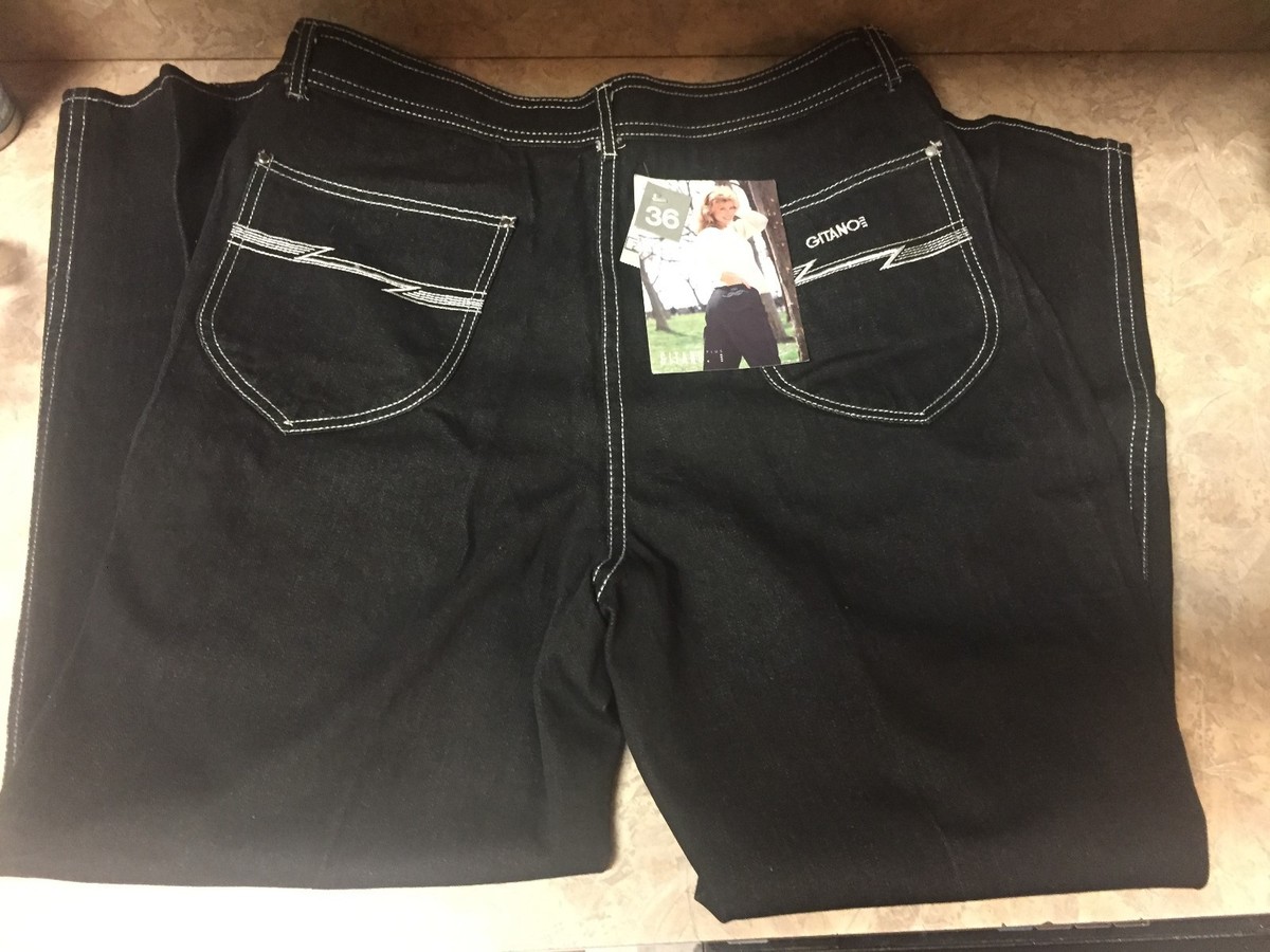 VINTAGE Gitano Jeans Straight High Rise Waist sz 36 BLACK #44976