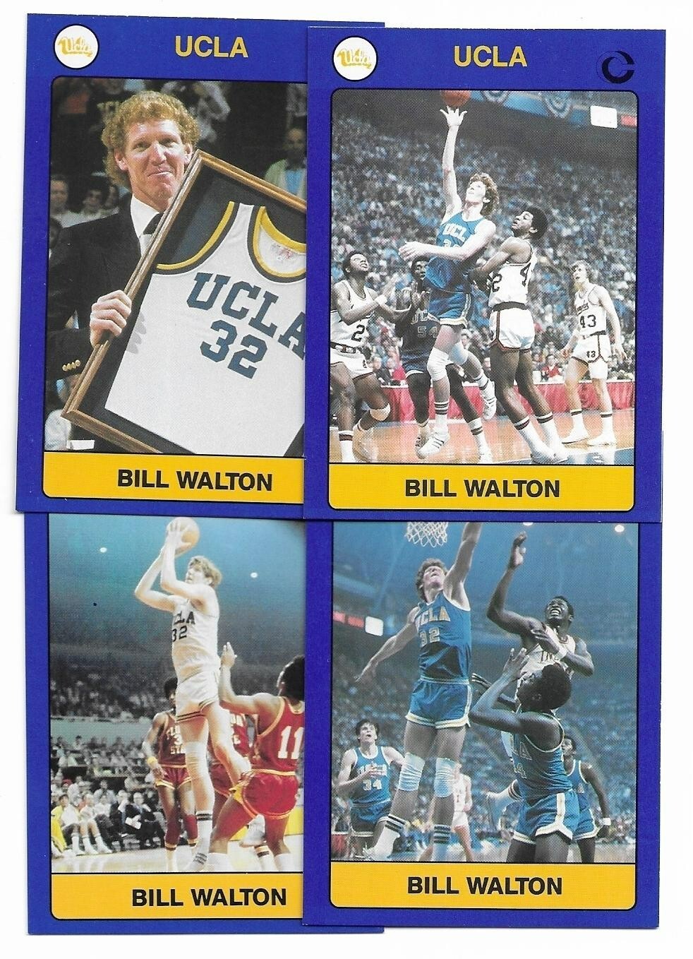 BILL WALTON 1991 Collegiate Collection 4 card lot UCLA Bruins Basketball NM