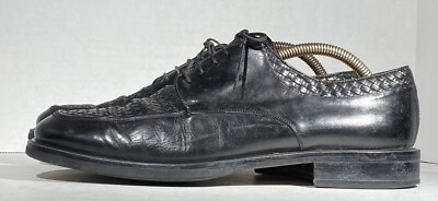 MEZLAN HARO Woven Leather Black Oxford Blucher Dress Shoes  display picture 2