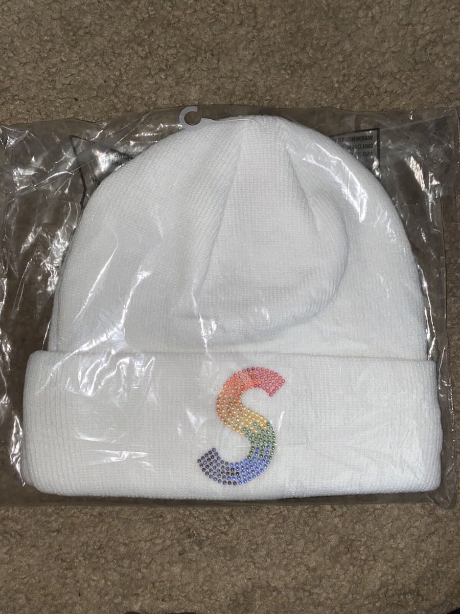 Supreme x New Era x Swarovski S Logo Beanie - WHITE