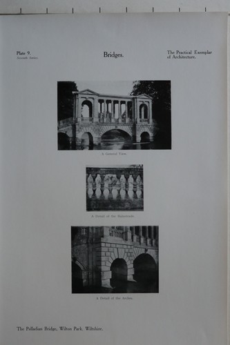 1927 ARCHITECTURE PRINT BRIDGES PALLADIAN BRIDGE WILTON PARK WILTSHIRE