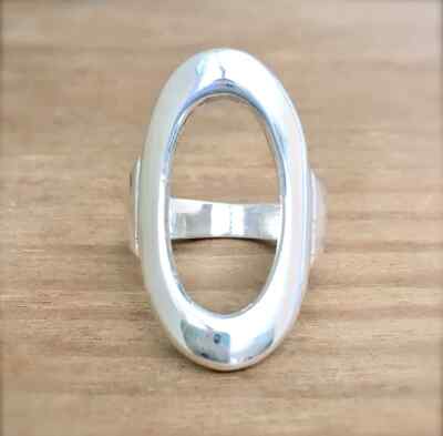 Large Open Oval 925 Sterling Silver Band& Statement Ring Handmade Ring All size