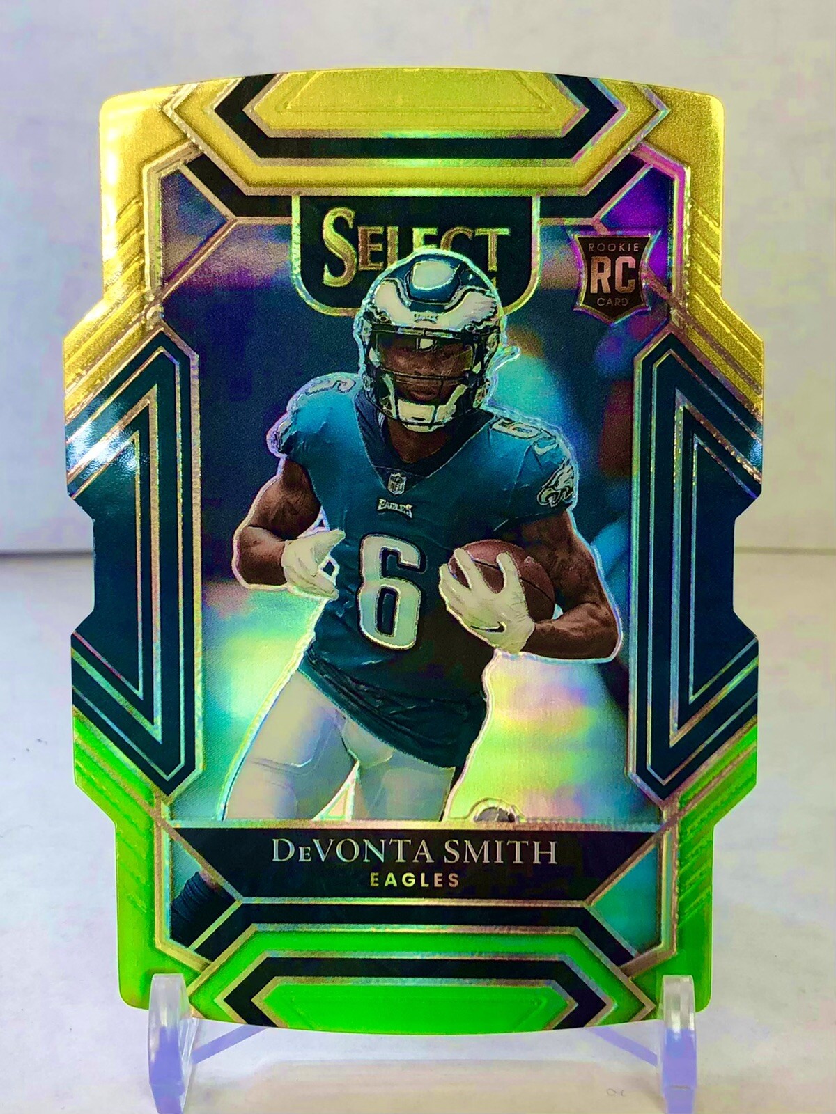 2021 Panini Select DeVONTA SMITH ROOKIE DIE CUT CLUB LEVEL RC Yellow & Green