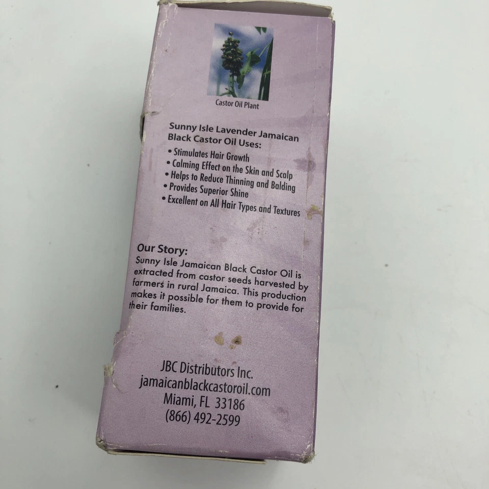 Aceite de ricino negro jamaicano Sunny Isle, lavanda 4 oz nuevo Foto 2 de 4