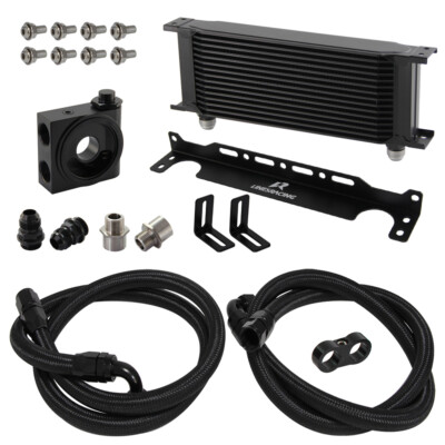 Universal AN10 15 Row Ölkühler + Thermostat 73 Grad Sandwich Plate Kit Schwarz