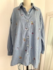 RARE Looney Tunes Tweety Bird Warner Bros Studio Vintage Size L Blue Denim Shirt