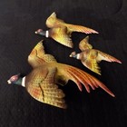 VTG Porcelain Ceramic Pheasants Wall Hanging Japan 4.5"-8" EXCELLENT! (Set of 3)