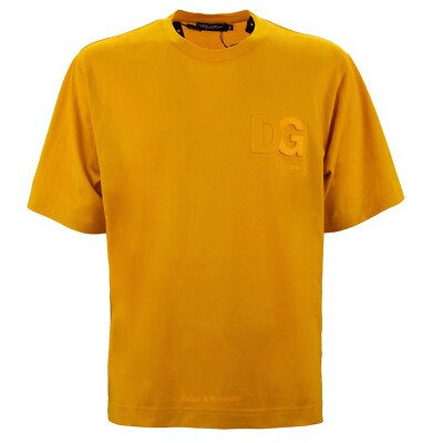 DOLCE & GABBANA Oversize DG Logo Baumwolle T-Shirt Dunkel Gelb
