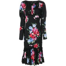 DOLCE & GABBANA Rose print puffy sleeve dress