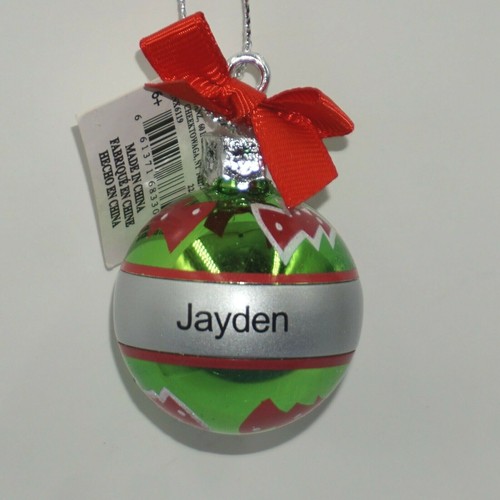 Ganz Joyous Noel Christmas Ornament Ball Personalized Green Silver Pk Name SMALL - Picture 19 of 33