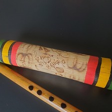 Hand Carved Hand Shaker Musical Rain Maker Stick  Bamboo Flute Percussion