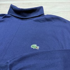 Izod Lacoste Turtleneck Shirt Mens M Blue Vintage 1991 Long Sleeve Cotton Prep