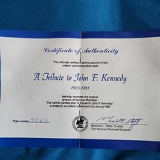 Norman Rockwell Museum John F. Kennedy Limited Edition Collector Plate #5040