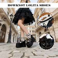 35-39 Lace Bow Lolita Shoes Heart Buckle Platform Mary Jane Japanese JK Shoes