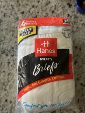 Vintage Hanes Briefs 6 Pack Size 36 1997 White 100 Cotton NEW NOS