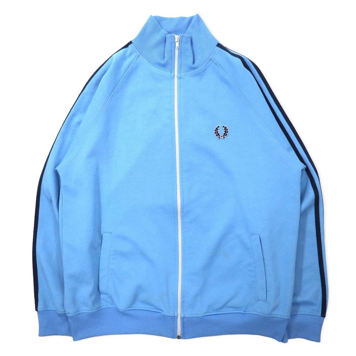 FRED PERRY Track Jacket Jersey L Blue Polyester Sideline One Point