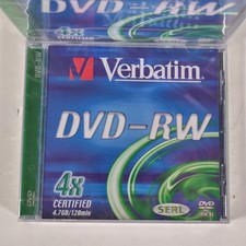 Image of Verbatim 8x Blank Discs 4.7GB/120Min DVD-RW SERL 4x Speed New & Sealed