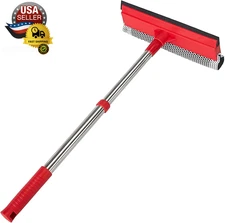 Window Squeegee with 15.7"-27.5" Retractable Stainless Steel Handle, 2-In-1 Wind