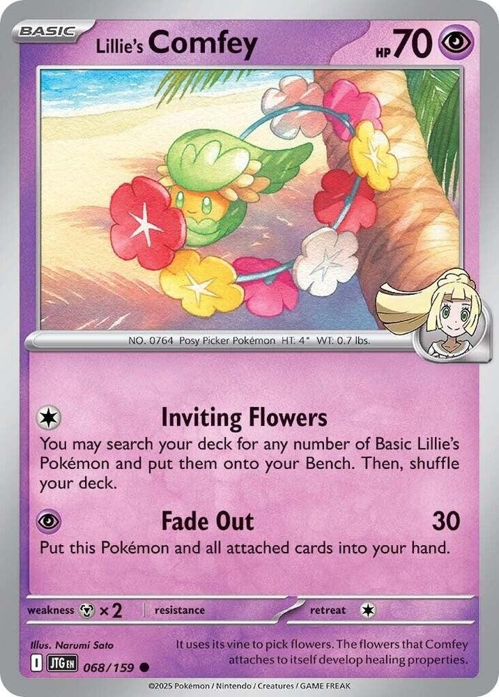 Lillie's Comfey #068/159 Sv09 Journey Together Reverse Holo Pokemon TCG NM
