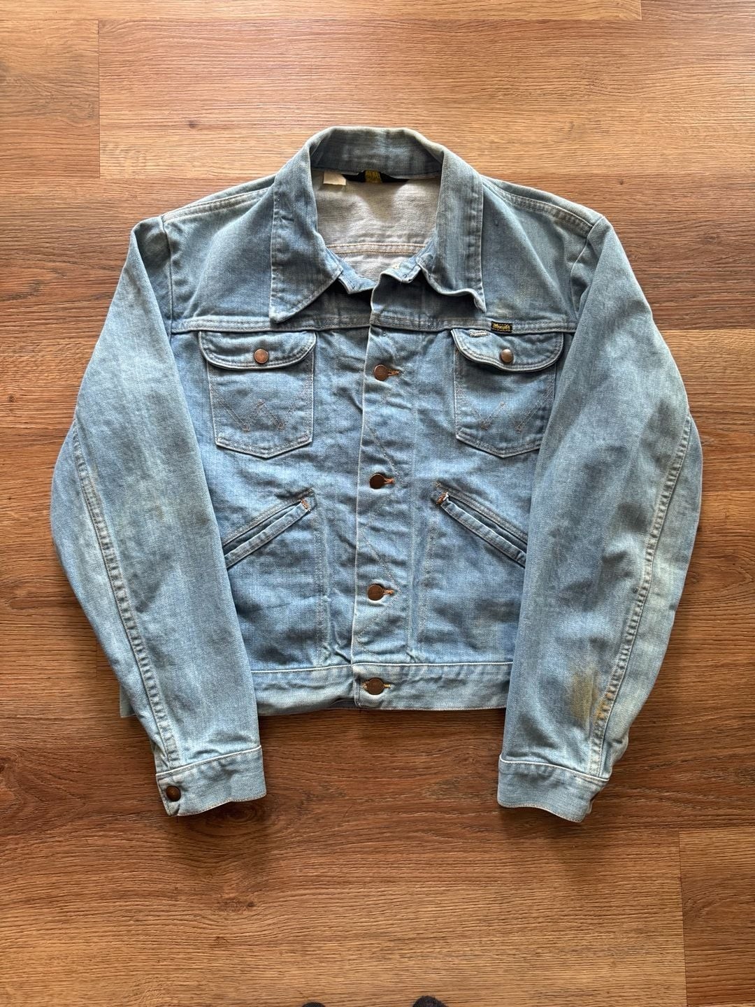 90s Wrangler Made in USA Light Wash 4-Pocket Denim Jacket Size