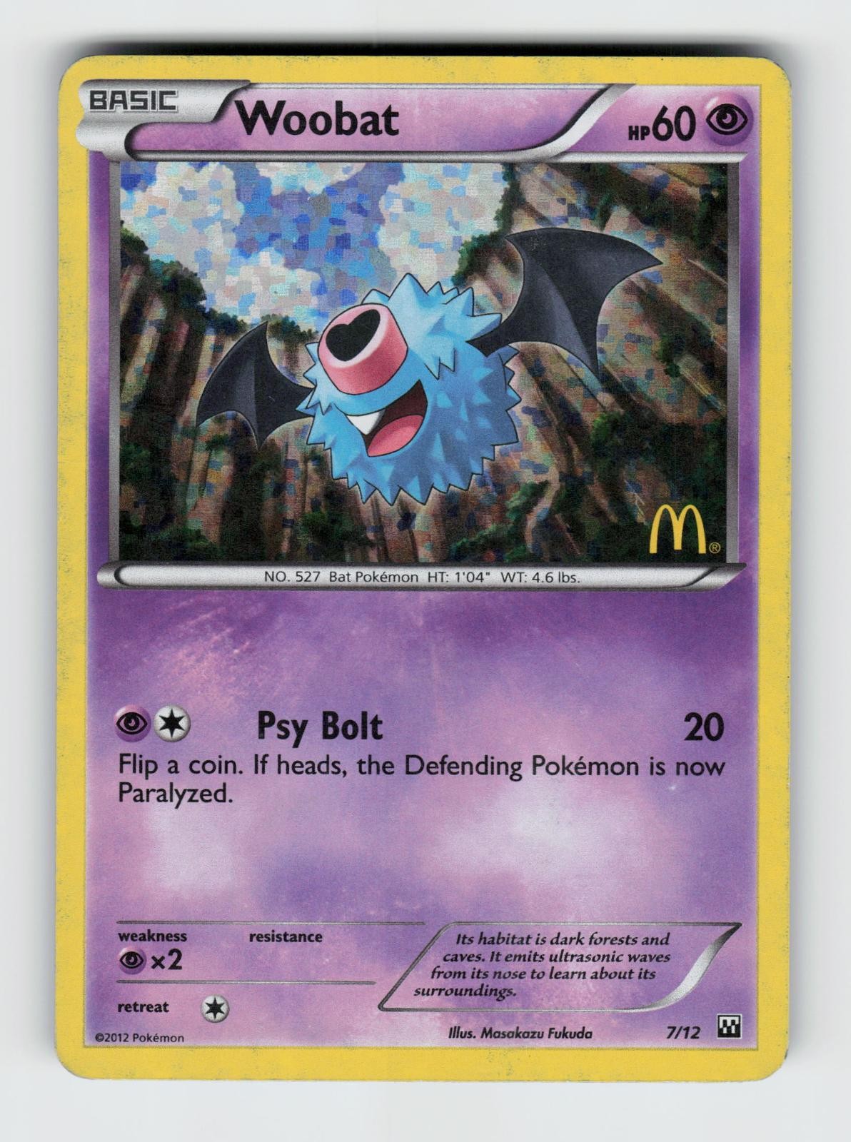 Woobat 007/012 Holo Promo McDonald's Promos 2012 Pokemon 2012 Lightly Played