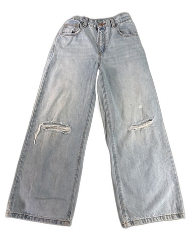 Art class Wide Leg Jeans Womens 8 Light Wash 100% Cotton Distressed Vintage