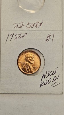 wheat penny 1952D NICE RED BU 1952-D LOT #1 LINCOLN CENT UNC. GREAT RED LUSTER 