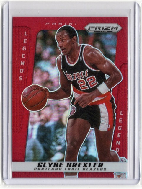 Clyde Drexler 2024-25 Prizm Deca Legends /199 Red Prizm #224 Color Match
