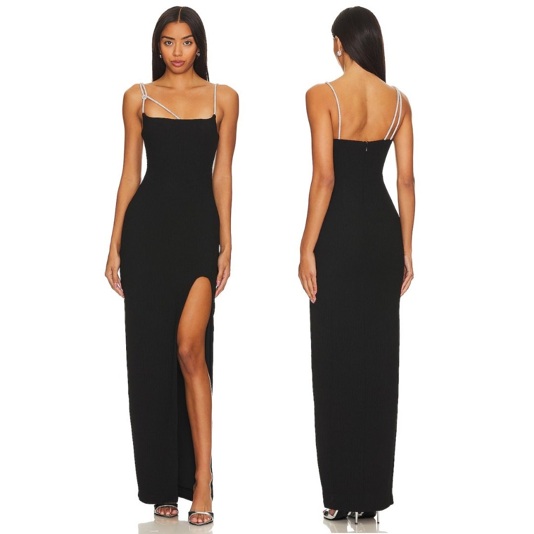 NBD Evelyn Maxi Dress Rhinestone Embellished Strap Formal Gala Party Prom XS