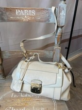 Borsa a tracolla Trussardi in pelle avorio con manico superiore Made in Italy ferramenta oro