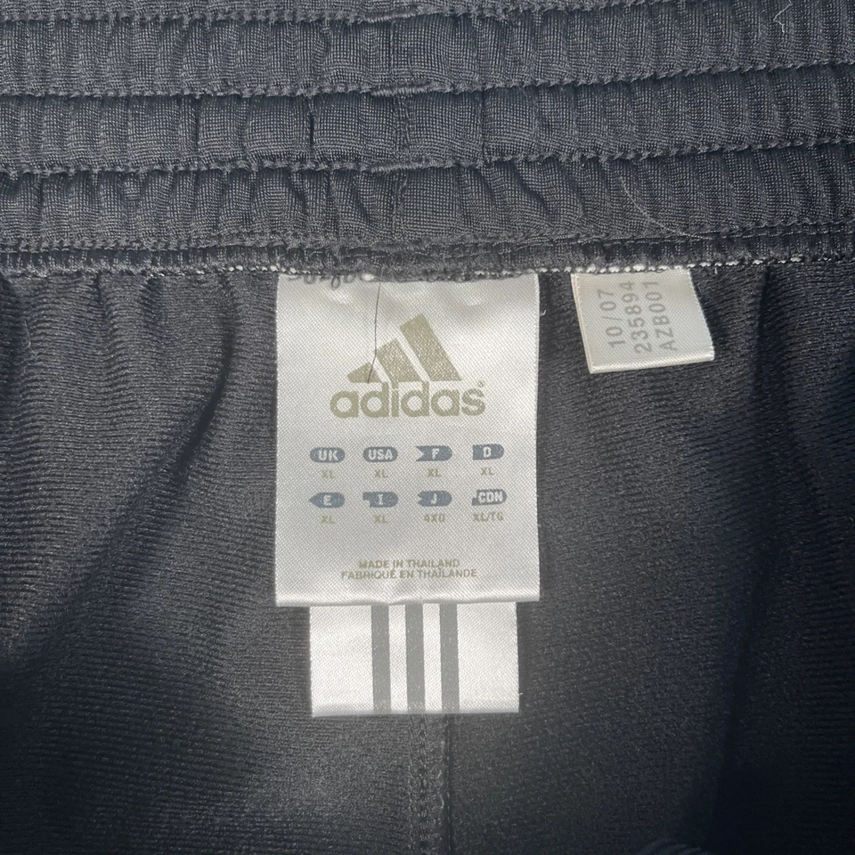 Pantalones de chándal Adidas de colección para hombre XL negros blancos a rayas holgados pierna ancha 20" abiertos Y2K Foto 3 de 4