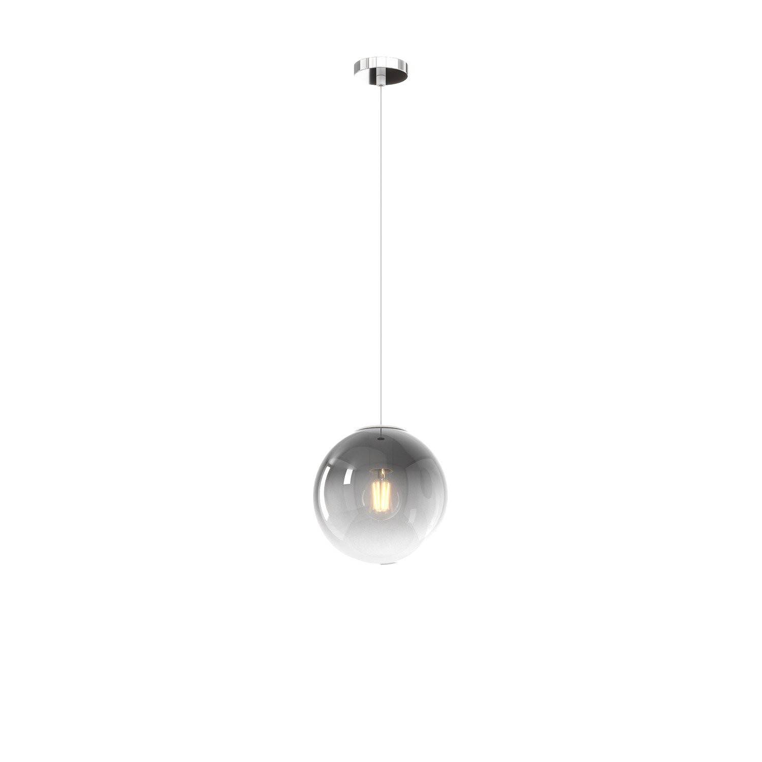 Lampada a Sospensione Eclipse 20cm Cromo e Vetro Fumè - Design Top Light