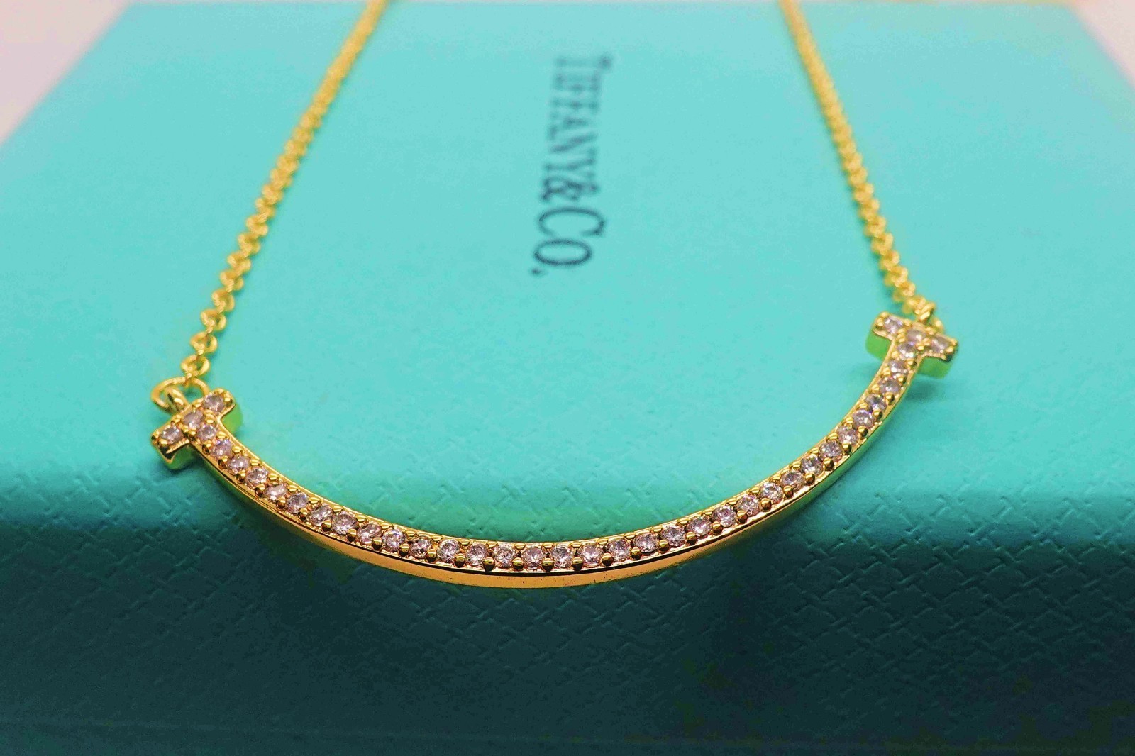 Gift/Tliffany&CoT Smile/Necklace/18k Rose Gold, Diamond Pendant  Original Box