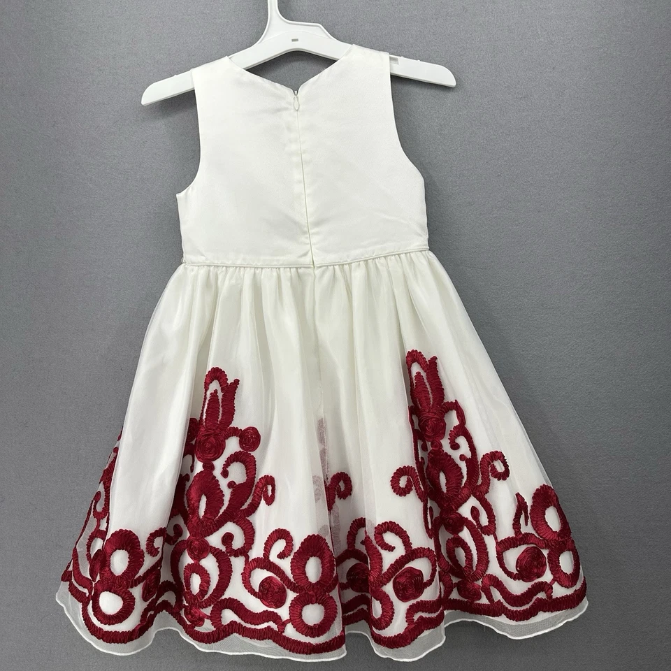 Vestido formal de princesa americana para niñas talla 6X/7 perla y granate terciopelo vestido de fiesta Foto 2 de 4